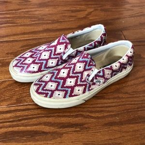 Tribal pattern slip on vans